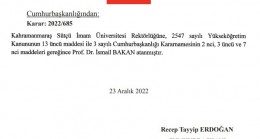 KSÜ Rektörü Değişti