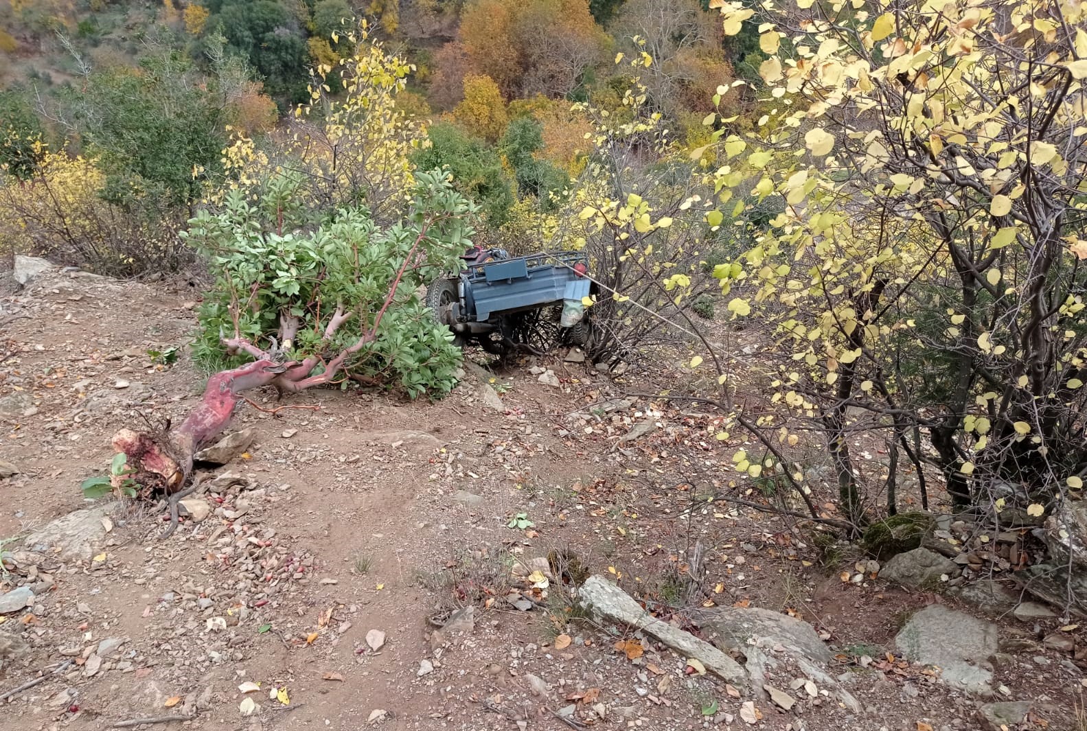 Sepetli motosiklet uçuruma yuvarlandı: 1 ölü 2 yaralı