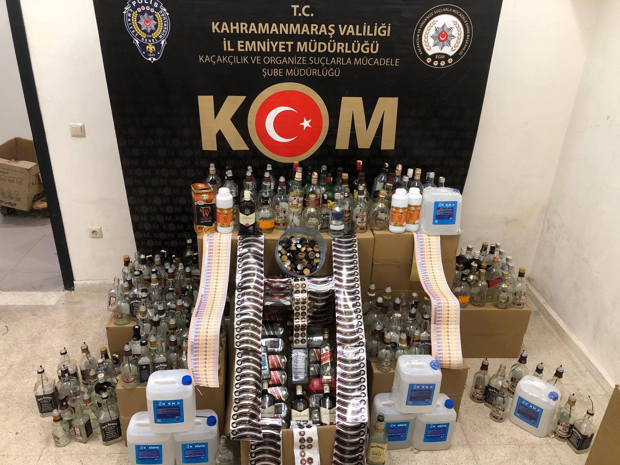 Kahramanmaraş’ta 150 litre sahte içki ele geçirildi