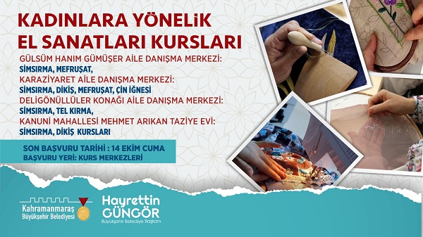 Büyükşehir’in El Sanatları Kurslarında Kayıtlar Başladı