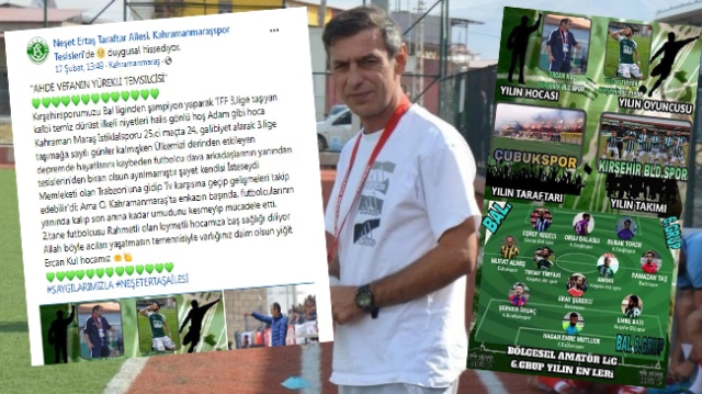 Enkazın başında futbolcuları ile kaldı