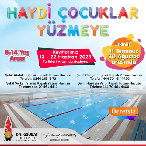 Onikişubat Belediyesi yaz yüzme kurslarına kayıtlar başlıyor