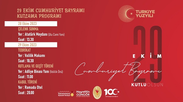 Cumhuriyet Bayramı’nın 100. Yılı Kahramanmaraş’ta Coşkuyla Kutlanacak
