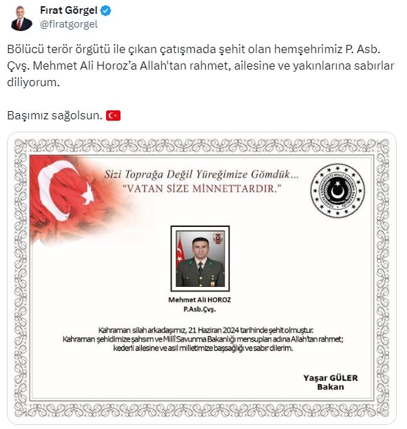 Başkan Görgel: “Başımız Sağ Olsun”