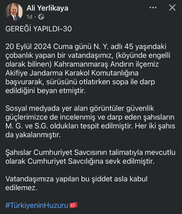 Bakan Yerlikaya, “Gereği yapıldı”