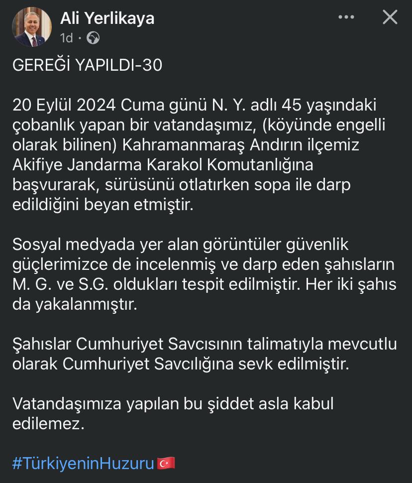 Bakan Yerlikaya, “Gereği yapıldı”
