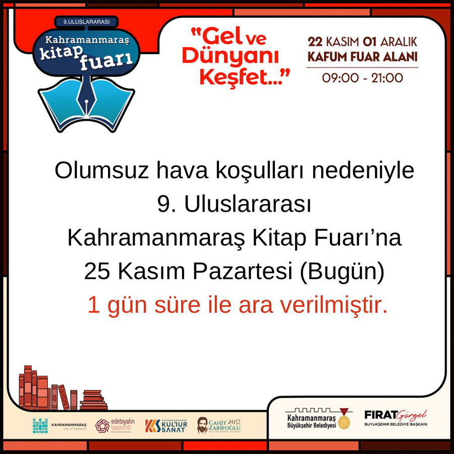 Kitap Fuarına Olumsuz Hava Şartları Nedeniyle Ara Verildi