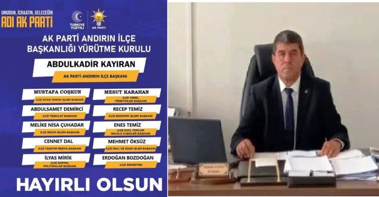 Ak Parti Andırın Yürütme Kurulu Belli Oldu
