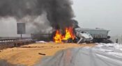 3 tır alev alev yandı