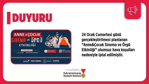 Kahramanmaraş’ta Anne ve Çocuklara “Hava” Engeli: Etkinlik Ertelendi!