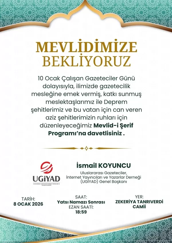 UGİYAD’dan Gazeteciler ve Şehitler İçin Anlamlı Mevlid-i Şerif Programı