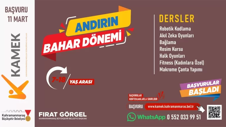 Andırın’da KAMEK Seferberliği: 7 Branşta Ücretsiz Eğitim Dönemi Başladı!