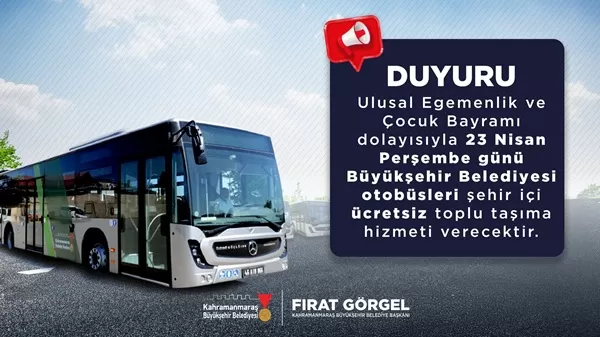 Büyükşehir’den Bayram Hediyesi: 23 Nisan’da Ulaşım Ücretsiz!
