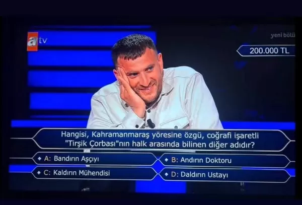 Milyoner’de “Tirşik Çorbası” Sürprizi: Yarışmacı “Andırın Doktoru”nu Bilemedi!