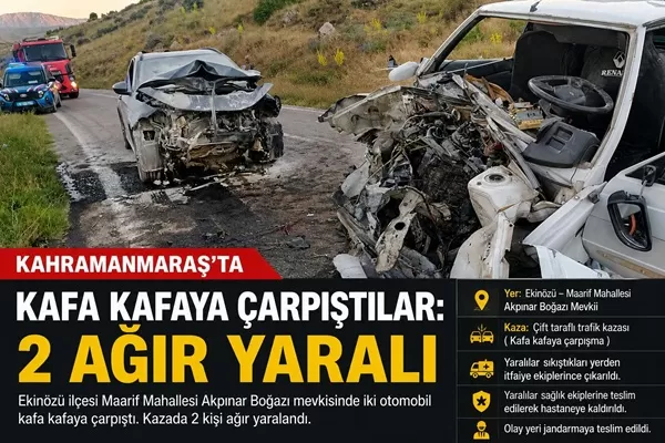 Ekinözü’nde İki Otomobil Kafa Kafaya Çarpıştı: 2 Ağır Yaralı