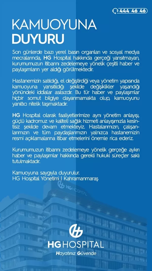 Kahramanmaraş’ta HG Hospital Söylentilerine Son Nokta!