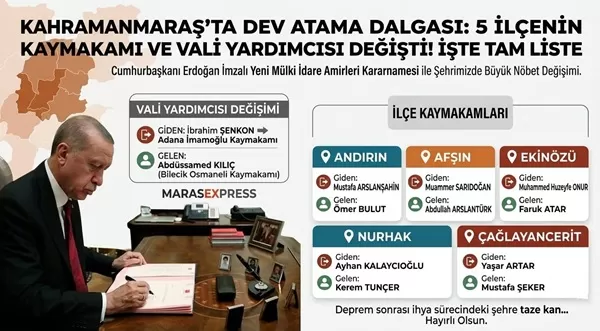 5 İlçenin Kaymakamı ve Vali Yardımcısı Değişti