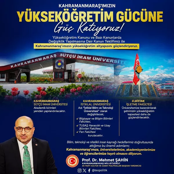 Kahramanmaraş’taki Üniversiteler İçin Tarihi Adım: İstiklal Üniversitesi’nin Adı ve Yapısı Değişiyor