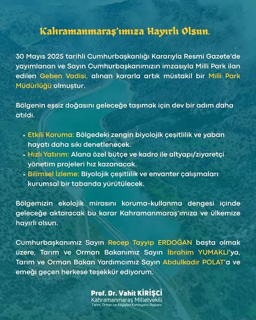 Kahramanmaraş’ın Doğa Hazinesi Artık Güvence Altında!