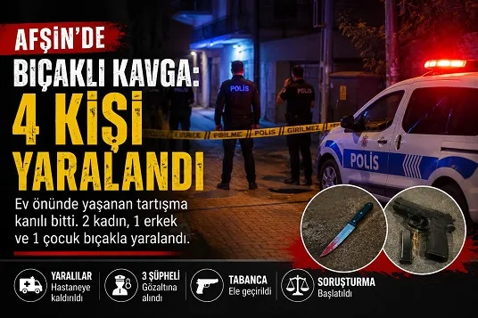 Afşin’de Kanlı Olay: Bıçaklı Kavgada 2’si Kadın 4 Kişi Yaralandı