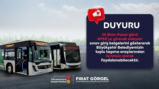 Büyükşehir’den KPSS Adaylarına Müjde: Sınav Günü Ulaşım Ücretsiz!